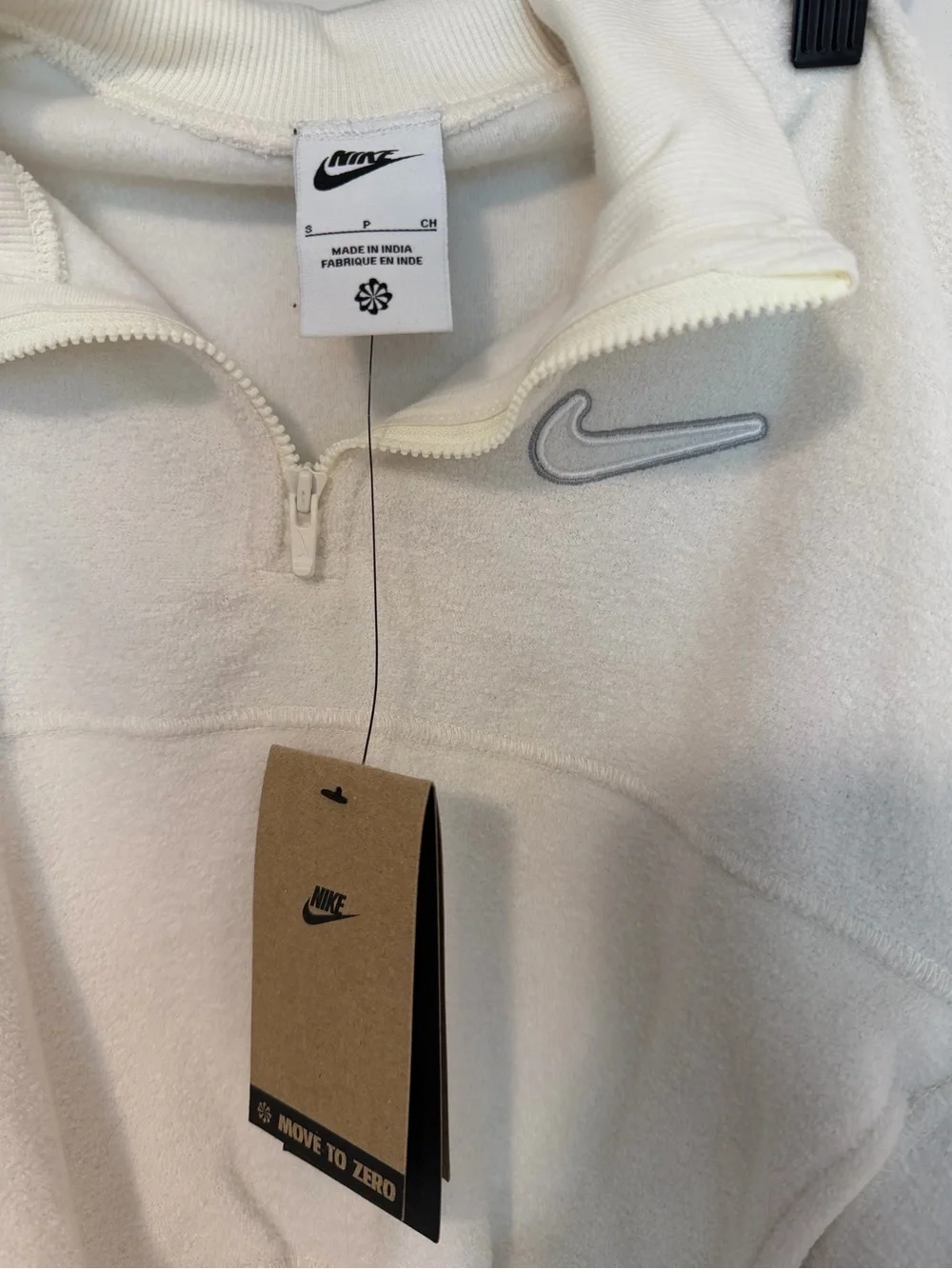 NEW Nike kidsgirls Cream Quarter-Zip Fleece Cropped Pullover size small